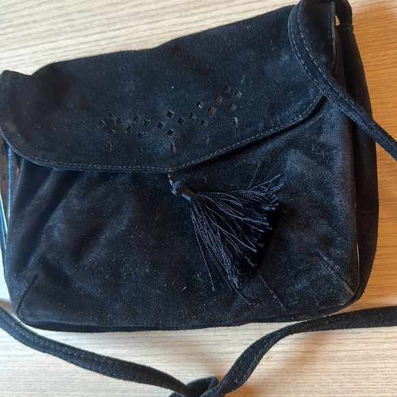 Vintage crossbody bag suede black tassel 70s 80s Italy - Picture 12 of 12